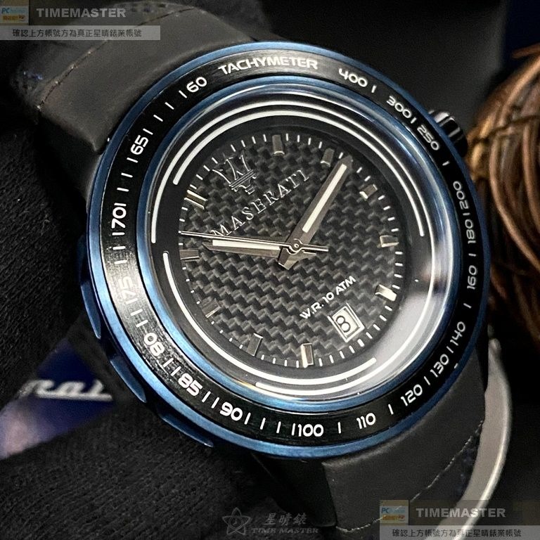 MASERATI:手錶,型號:R8851110003,男錶46mm黑錶殼黑色錶面真皮皮革錶帶款-細節圖8