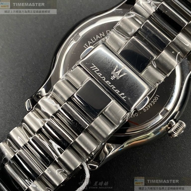 MASERATI:手錶,型號:R8853146002,男女通用錶46mm銀錶殼寶藍色錶面精鋼錶帶款-細節圖4