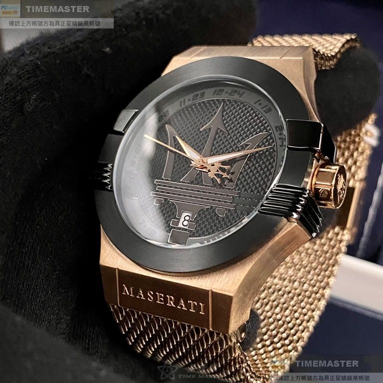 MASERATI:手錶,型號:R8853108009,男錶42mm玫瑰金錶殼黑色錶面米蘭錶帶款-細節圖2