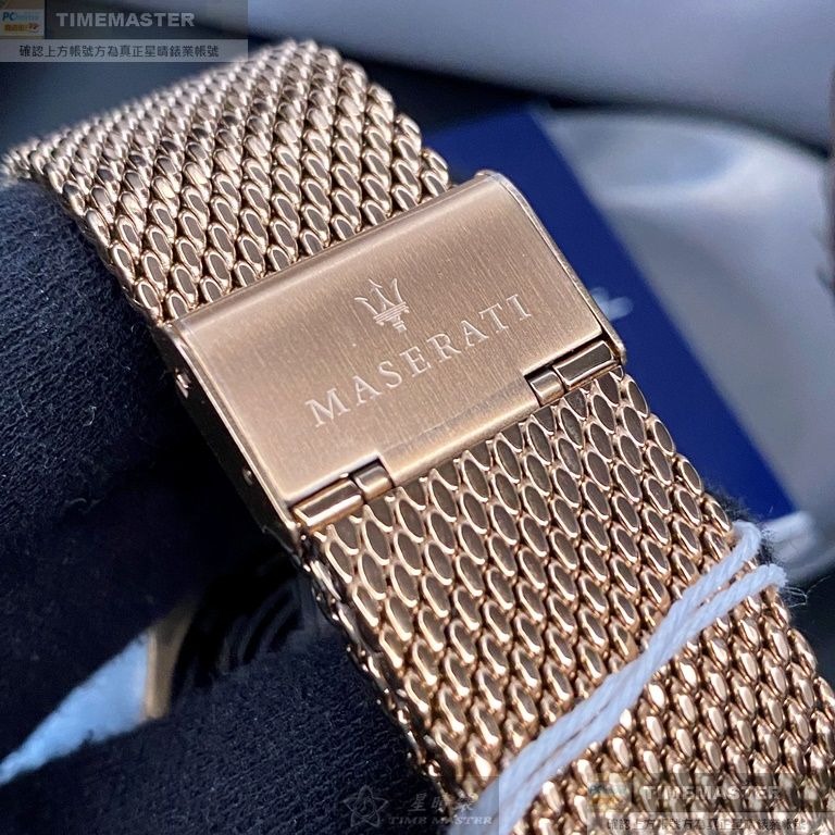 MASERATI:手錶,型號:R8853108009,男錶42mm玫瑰金錶殼黑色錶面米蘭錶帶款-細節圖4