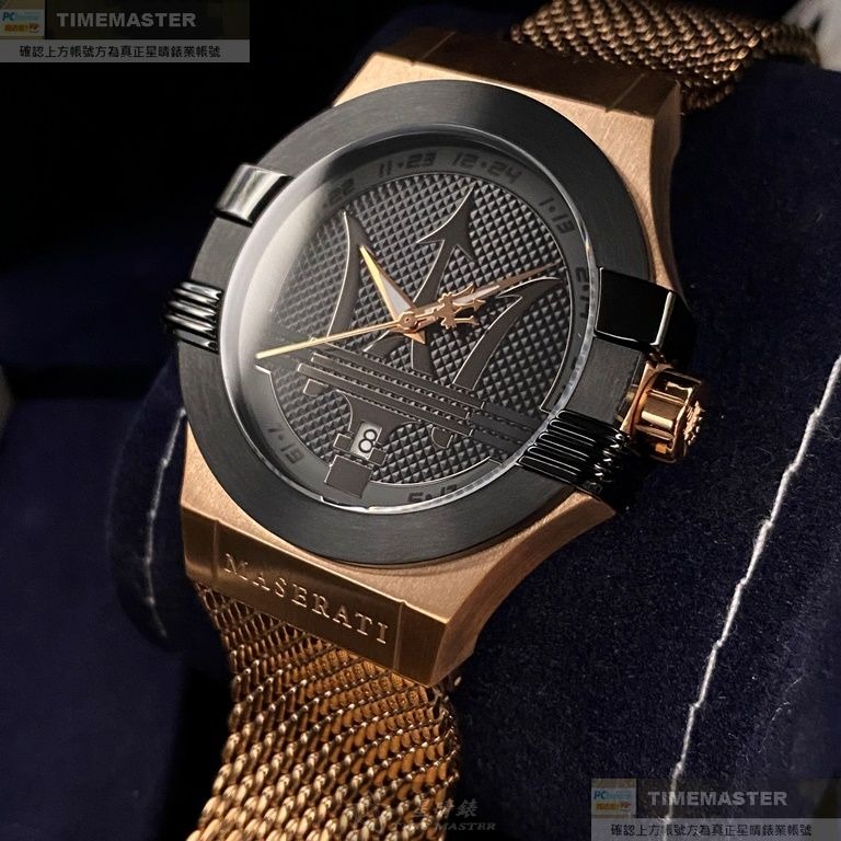MASERATI:手錶,型號:R8853108009,男錶42mm玫瑰金錶殼黑色錶面米蘭錶帶款-細節圖6