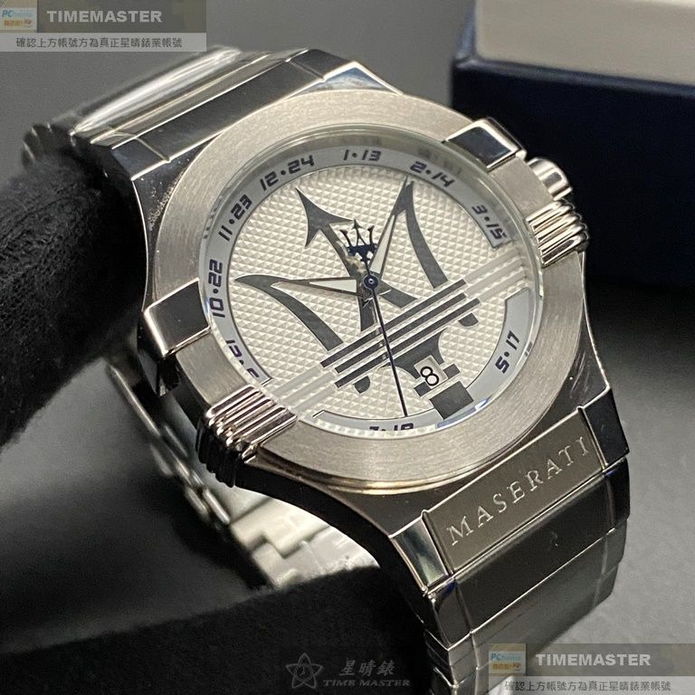 MASERATI:手錶,型號:R8853108002,男女通用錶42mm銀錶殼白色錶面精鋼錶帶款-細節圖7