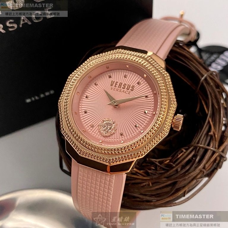 VERSUS VERSACE:手錶,型號:VV00363,女錶38mm玫瑰金錶殼粉紅色錶面真皮皮革錶帶款-細節圖2