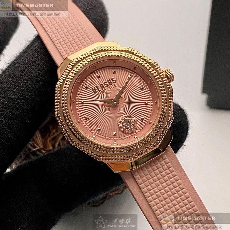 VERSUS VERSACE:手錶,型號:VV00363,女錶38mm玫瑰金錶殼粉紅色錶面真皮皮革錶帶款-細節圖4