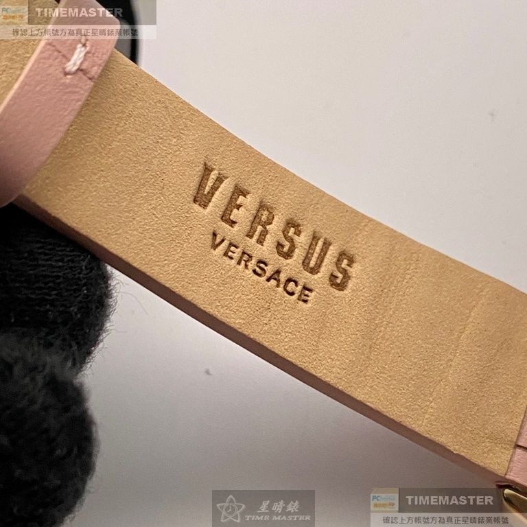 VERSUS VERSACE:手錶,型號:VV00363,女錶38mm玫瑰金錶殼粉紅色錶面真皮皮革錶帶款-細節圖5