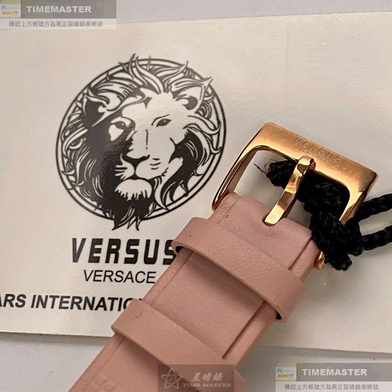 VERSUS VERSACE:手錶,型號:VV00363,女錶38mm玫瑰金錶殼粉紅色錶面真皮皮革錶帶款-細節圖6