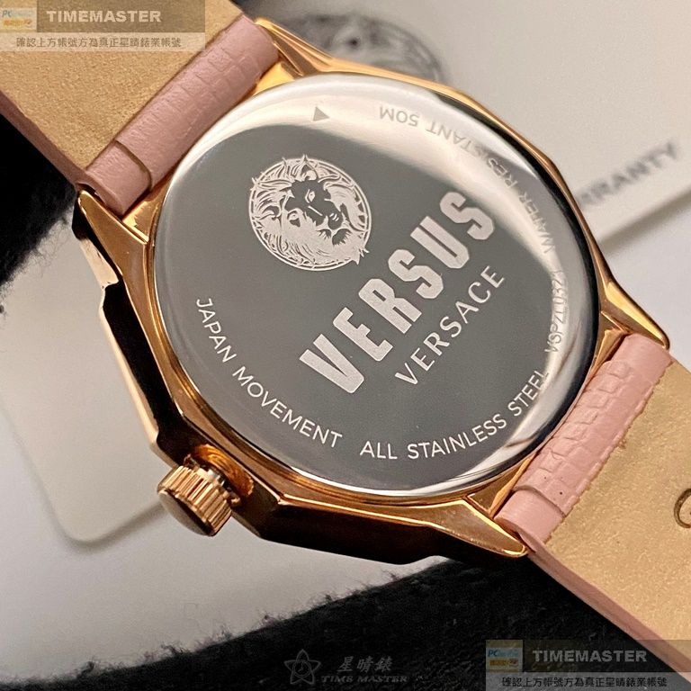 VERSUS VERSACE:手錶,型號:VV00363,女錶38mm玫瑰金錶殼粉紅色錶面真皮皮革錶帶款-細節圖9
