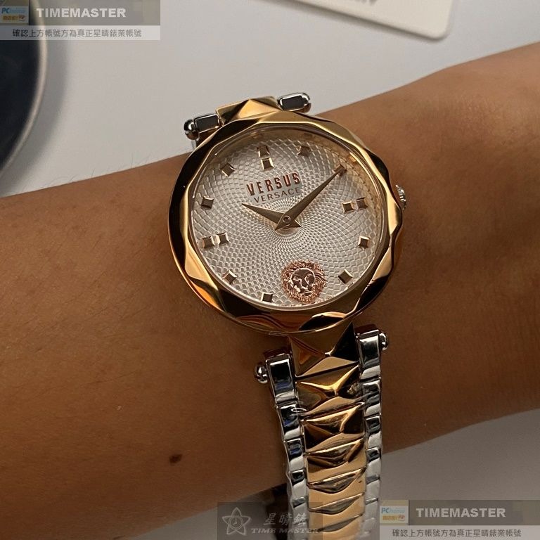 VERSUS VERSACE:手錶,型號:VV00365,女錶32mm玫瑰金錶殼白色錶面精鋼錶帶款-細節圖7