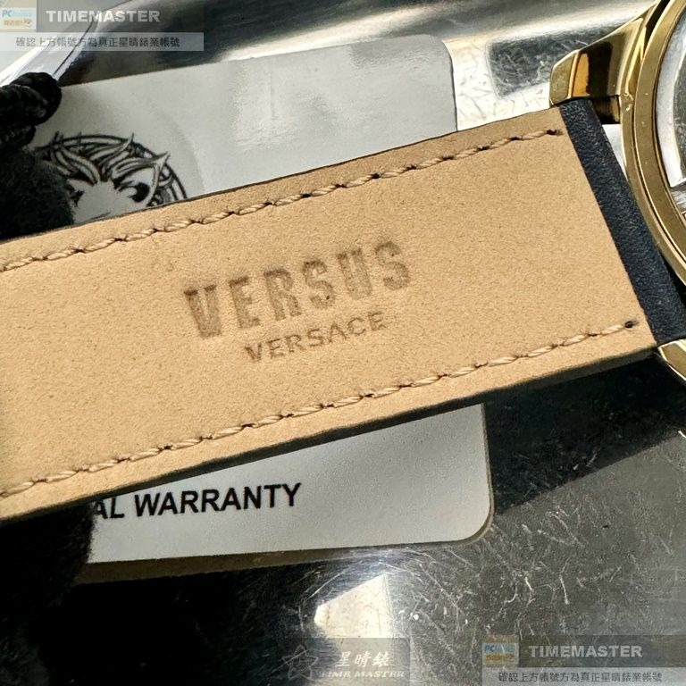 VERSUS VERSACE:手錶,型號:VV00368,男錶48mm金色錶殼寶藍色錶面真皮皮革錶帶款-細節圖7