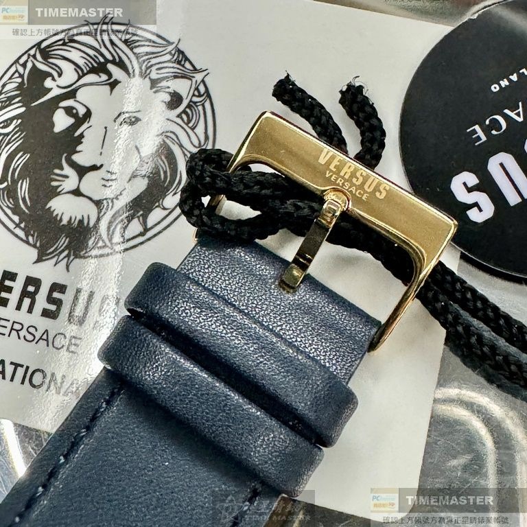 VERSUS VERSACE:手錶,型號:VV00368,男錶48mm金色錶殼寶藍色錶面真皮皮革錶帶款-細節圖8