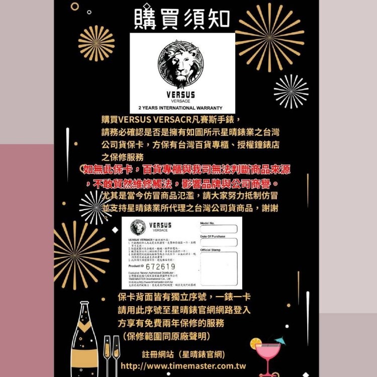 VERSUS VERSACE:手錶,型號:VV00368,男錶48mm金色錶殼寶藍色錶面真皮皮革錶帶款-細節圖11