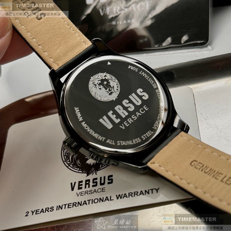 VERSUS VERSACE:手錶,型號:VV00370,男女通用錶44mm黑錶殼黑色錶面真皮皮革錶帶款-細節圖3