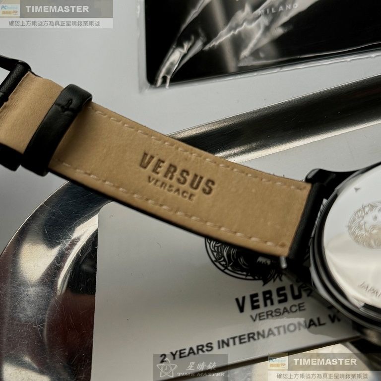 VERSUS VERSACE:手錶,型號:VV00370,男女通用錶44mm黑錶殼黑色錶面真皮皮革錶帶款-細節圖4