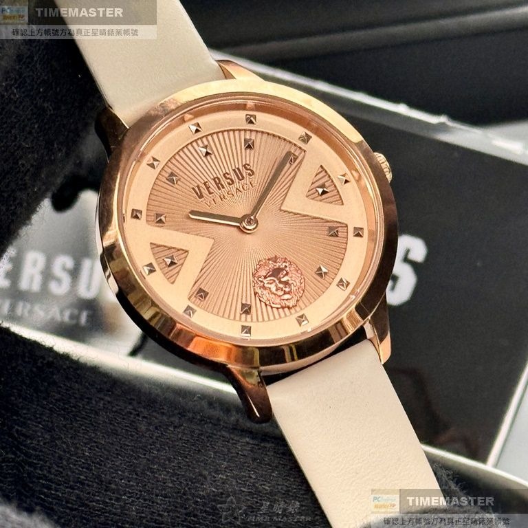 VERSUS VERSACE:手錶,型號:VV00374,女錶34mm玫瑰金錶殼玫瑰金色錶面真皮皮革錶帶款-細節圖2