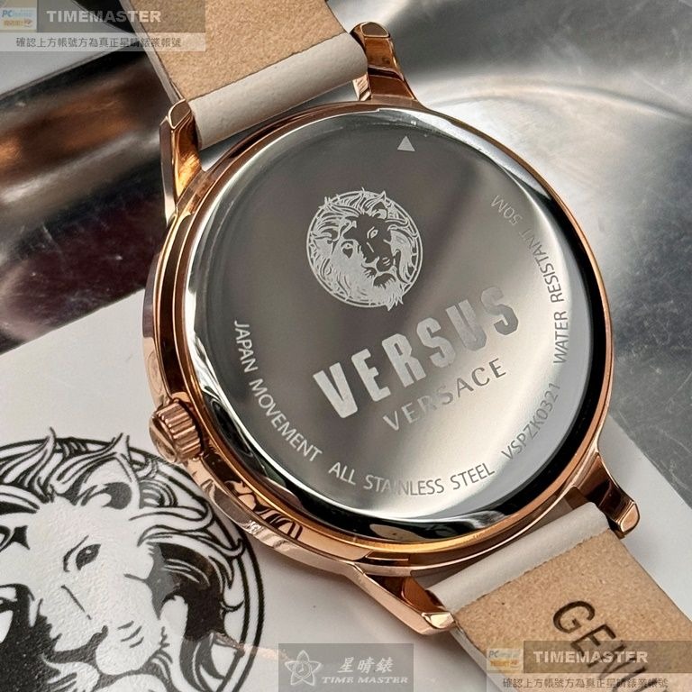 VERSUS VERSACE:手錶,型號:VV00374,女錶34mm玫瑰金錶殼玫瑰金色錶面真皮皮革錶帶款-細節圖6