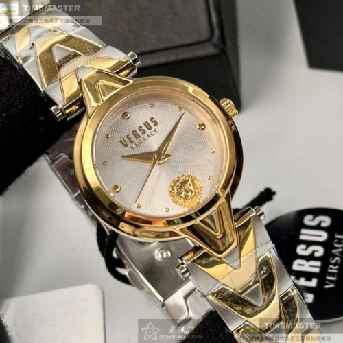 VERSUS VERSACE:手錶,型號:VV00377,女錶30mm金色錶殼白色錶面精鋼錶帶款