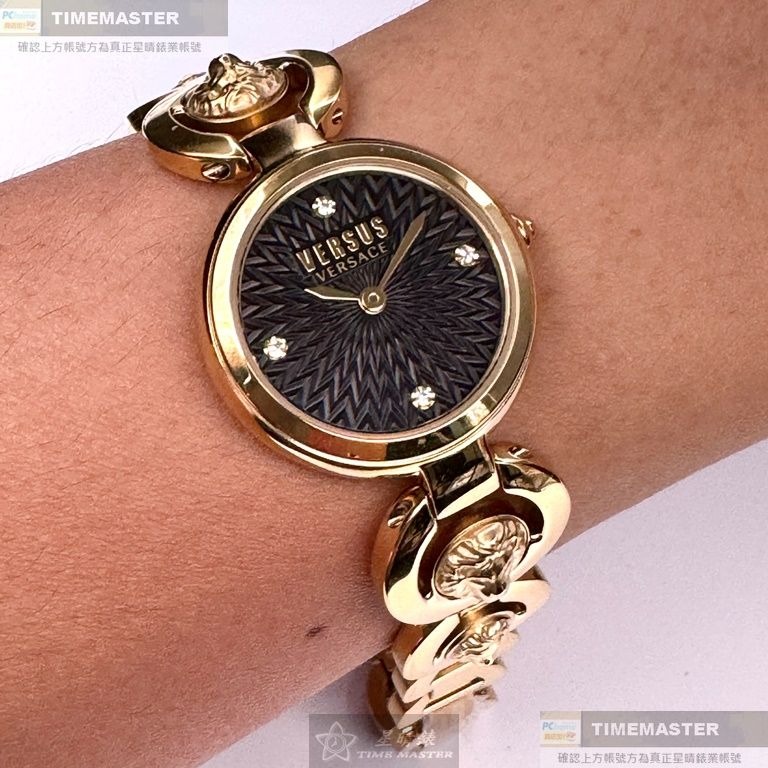 VERSUS VERSACE:手錶,型號:VV00378,女錶28mm金色錶殼黑色錶面精鋼錶帶款-細節圖3
