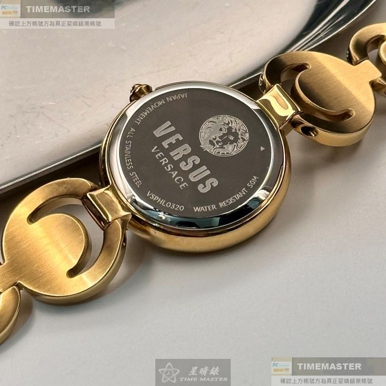 VERSUS VERSACE:手錶,型號:VV00378,女錶28mm金色錶殼黑色錶面精鋼錶帶款-細節圖5