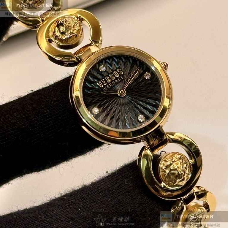 VERSUS VERSACE:手錶,型號:VV00378,女錶28mm金色錶殼黑色錶面精鋼錶帶款-細節圖6