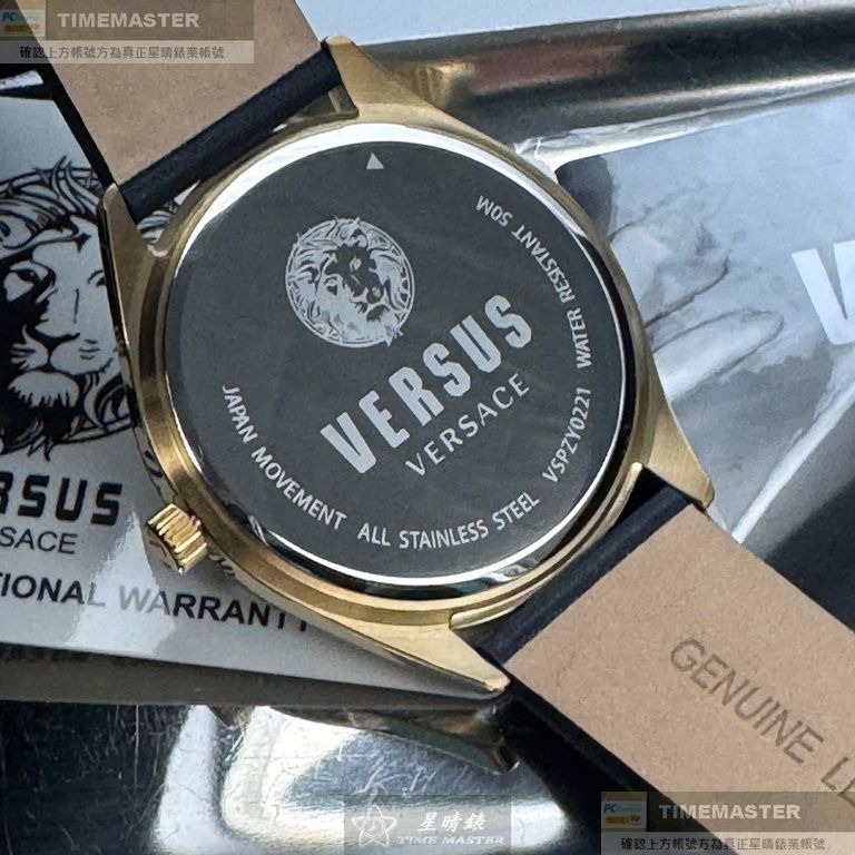 VERSUS VERSACE:手錶,型號:VV00381,男錶44mm金色錶殼黑色幾何立體圖形錶面真皮皮革錶帶款-細節圖4