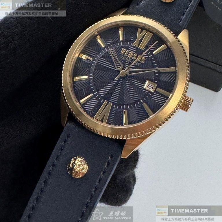 VERSUS VERSACE:手錶,型號:VV00381,男錶44mm金色錶殼黑色幾何立體圖形錶面真皮皮革錶帶款-細節圖9