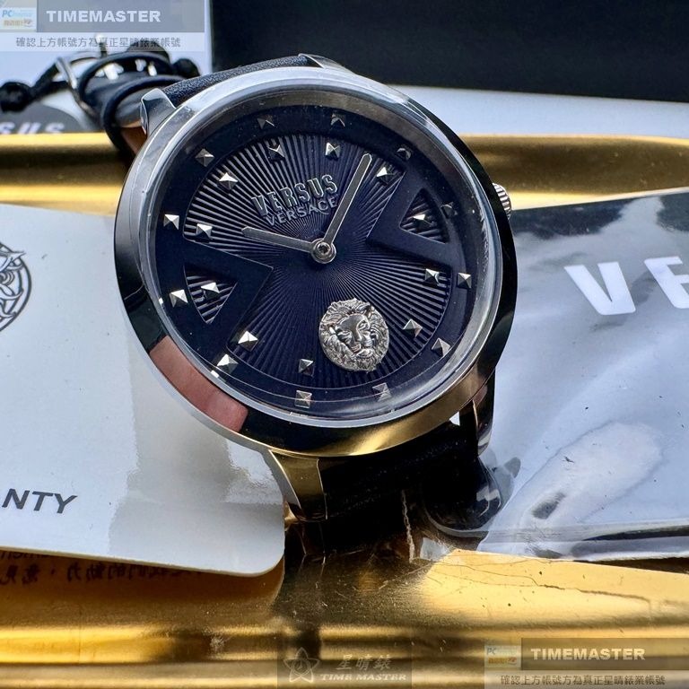 VERSUS VERSACE:手錶,型號:VV00386,女錶34mm銀錶殼黑色錶面真皮皮革錶帶款-細節圖3