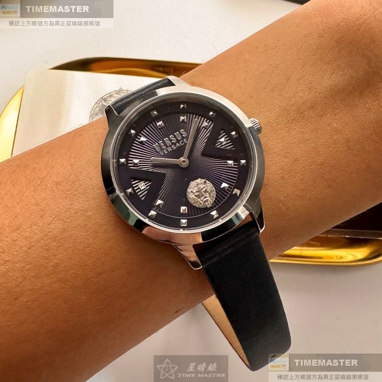 VERSUS VERSACE:手錶,型號:VV00386,女錶34mm銀錶殼黑色錶面真皮皮革錶帶款-細節圖4
