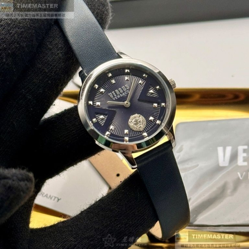 VERSUS VERSACE:手錶,型號:VV00386,女錶34mm銀錶殼黑色錶面真皮皮革錶帶款