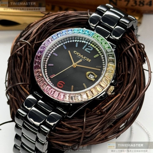COACH:手錶,型號:CH00165,女錶38mm黑錶殼黑色錶面陶瓷錶帶款