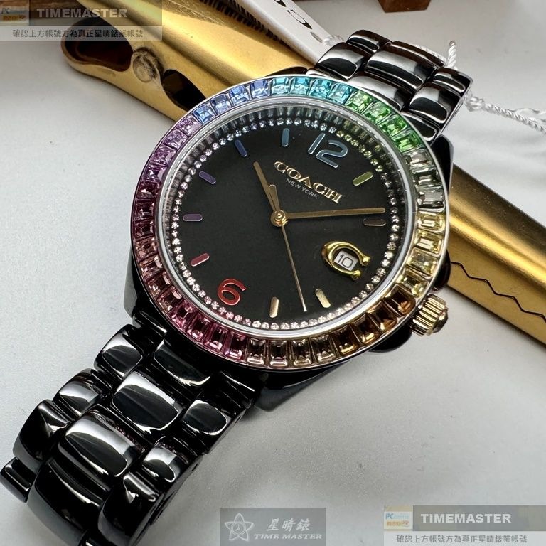 COACH:手錶,型號:CH00165,女錶38mm黑錶殼黑色錶面陶瓷錶帶款-細節圖2