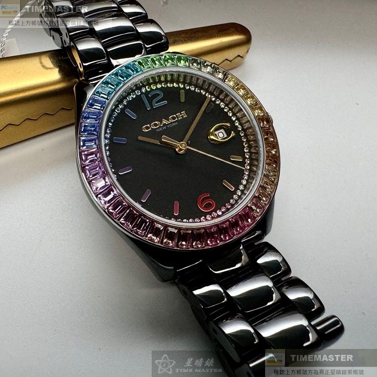 COACH:手錶,型號:CH00165,女錶38mm黑錶殼黑色錶面陶瓷錶帶款-細節圖3
