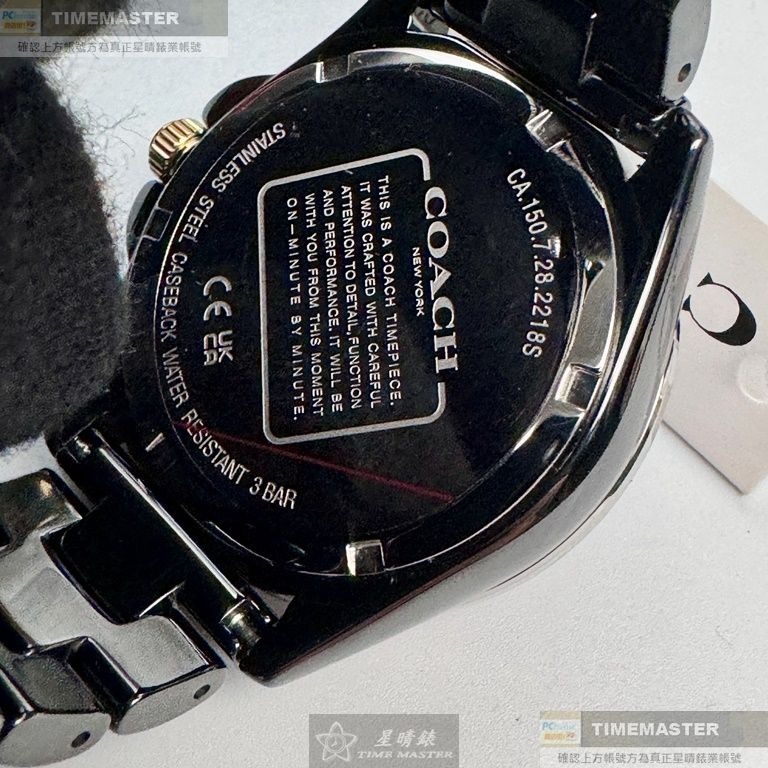 COACH:手錶,型號:CH00165,女錶38mm黑錶殼黑色錶面陶瓷錶帶款-細節圖7