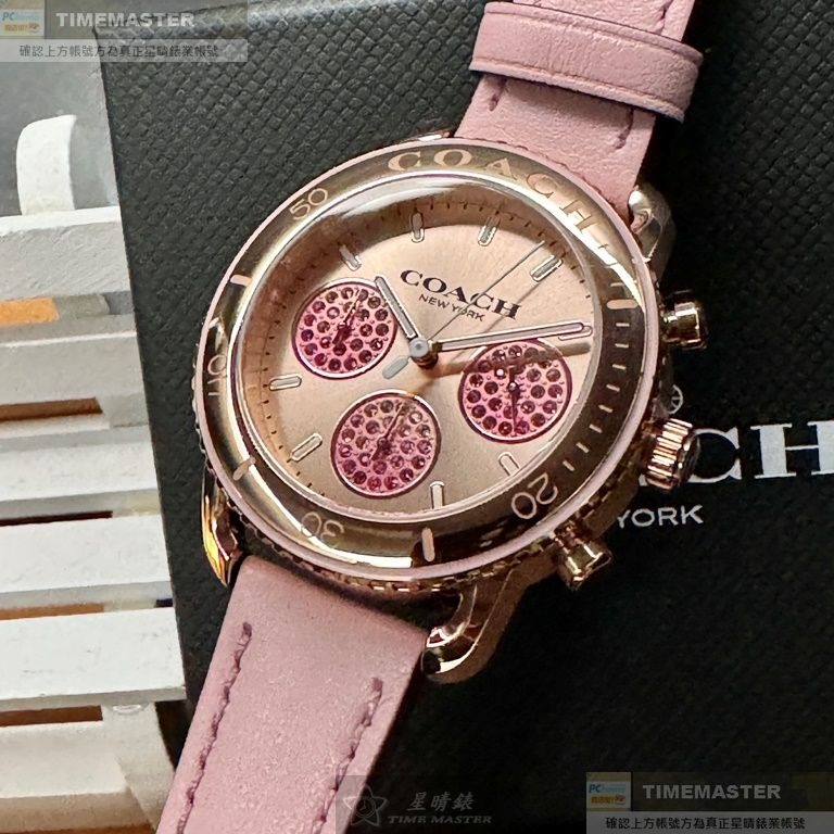 COACH:手錶,型號:CH00172,女錶38mm玫瑰金錶殼玫瑰金色錶面真皮皮革錶帶款-細節圖8