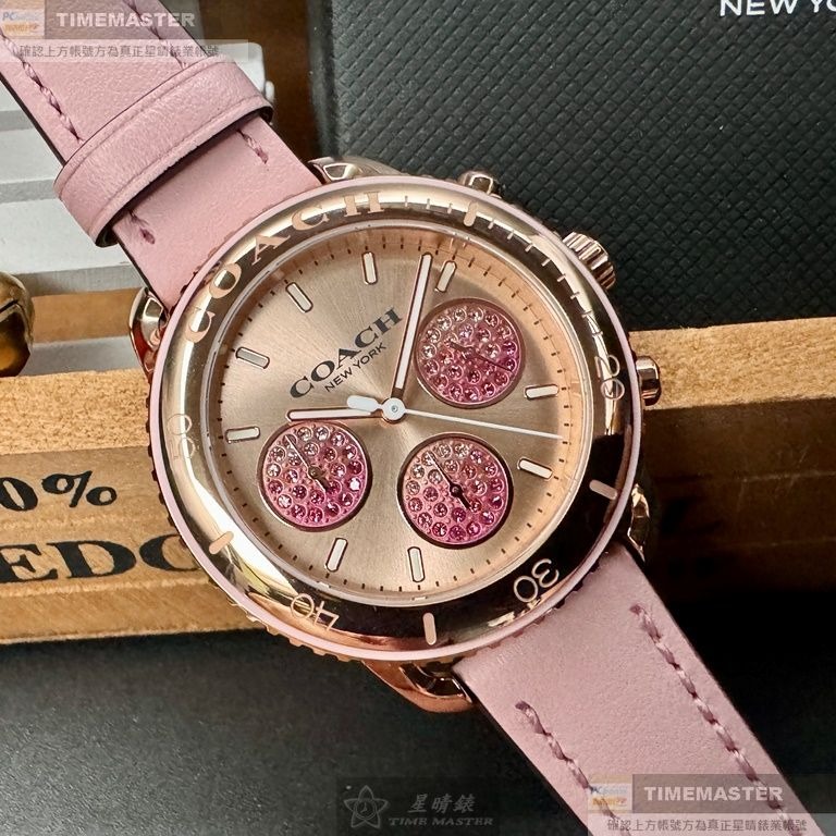 COACH:手錶,型號:CH00172,女錶38mm玫瑰金錶殼玫瑰金色錶面真皮皮革錶帶款-細節圖11