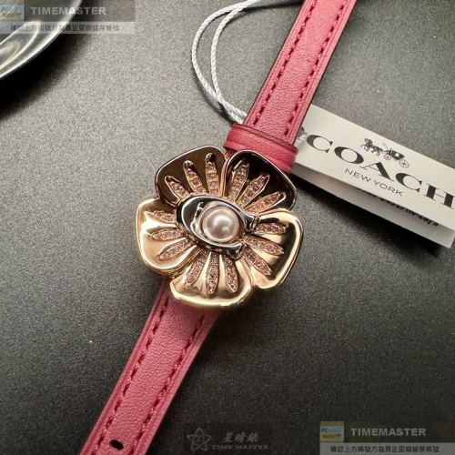 COACH:手錶,型號:CH00178,女錶28mm玫瑰金錶殼玫瑰金色錶面真皮皮革錶帶款