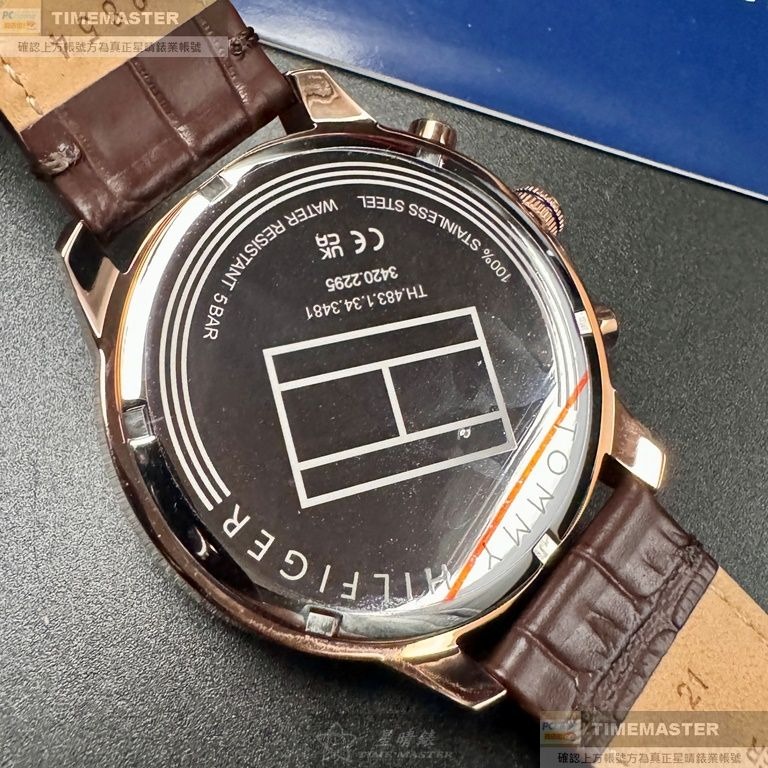 TommyHilfiger:手錶,型號:TH00046,男錶44mm玫瑰金錶殼寶藍色錶面真皮皮革錶帶款-細節圖9