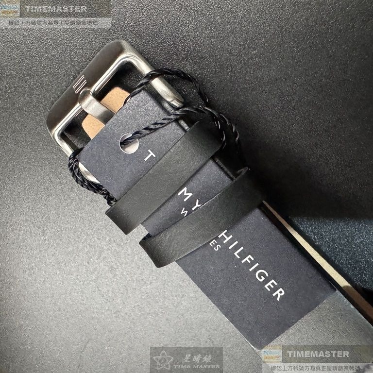 TommyHilfiger:手錶,型號:TH00047,男錶46mm黑銀錶殼寶藍色錶面真皮皮革錶帶款-細節圖7