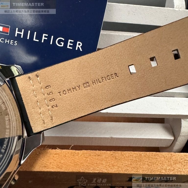 TommyHilfiger:手錶,型號:TH00047,男錶46mm黑銀錶殼寶藍色錶面真皮皮革錶帶款-細節圖8