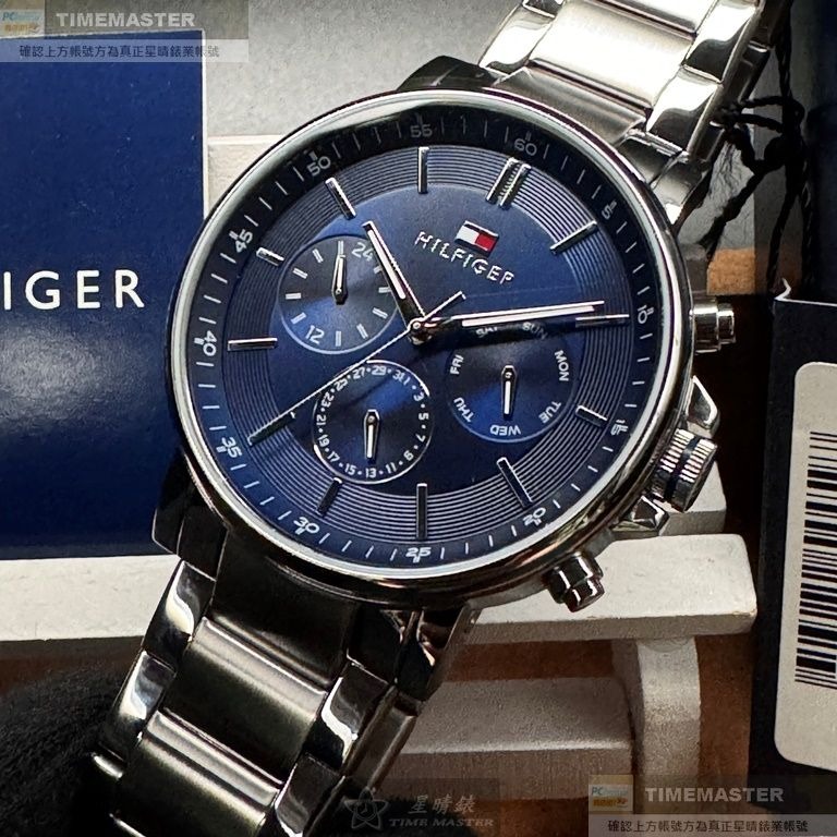 TommyHilfiger:手錶,型號:TH00049,男錶44mm銀錶殼寶藍色錶面精鋼錶帶款-細節圖6