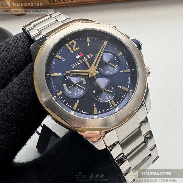 TommyHilfiger:手錶,型號:TH00052,男錶46mm銀錶殼寶藍色錶面精鋼錶帶款-細節圖3