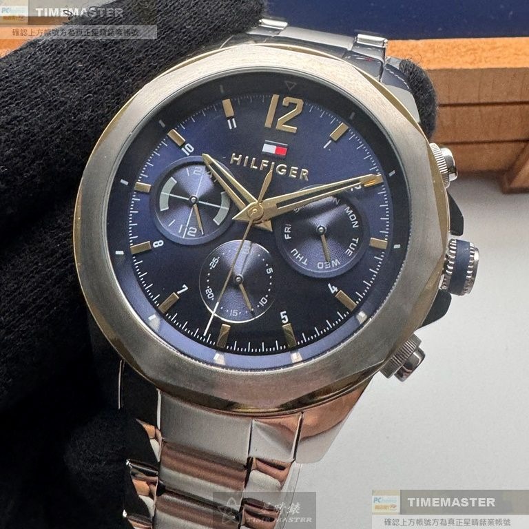 TommyHilfiger:手錶,型號:TH00052,男錶46mm銀錶殼寶藍色錶面精鋼錶帶款-細節圖4