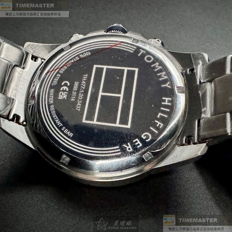 TommyHilfiger:手錶,型號:TH00052,男錶46mm銀錶殼寶藍色錶面精鋼錶帶款-細節圖9