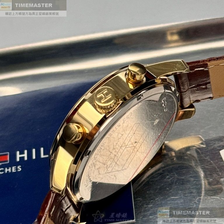 TommyHilfiger:手錶,型號:TH00063,男錶44mm玫瑰金錶殼白色錶面真皮皮革錶帶款-細節圖7