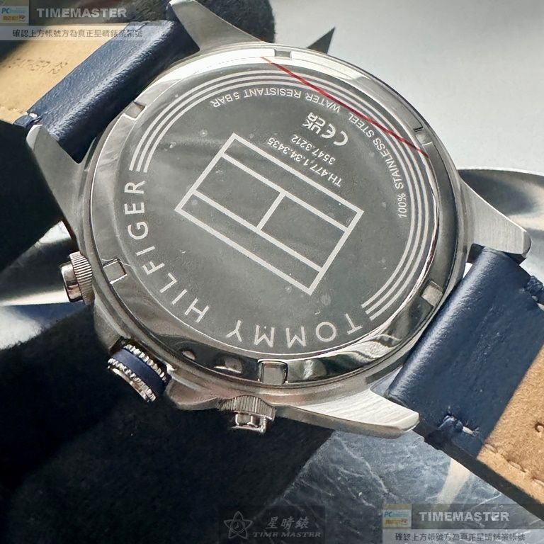 TommyHilfiger:手錶,型號:TH00064,男錶46mm銀藍雙色錶殼寶藍色錶面真皮皮革錶帶款-細節圖4