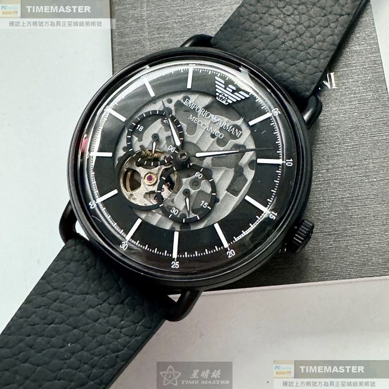 ARMANI:手錶,型號:AR00050,男錶44mm黑錶殼黑色錶面真皮皮革錶帶款-細節圖2