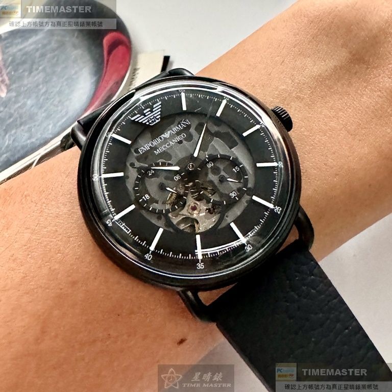 ARMANI:手錶,型號:AR00050,男錶44mm黑錶殼黑色錶面真皮皮革錶帶款-細節圖4
