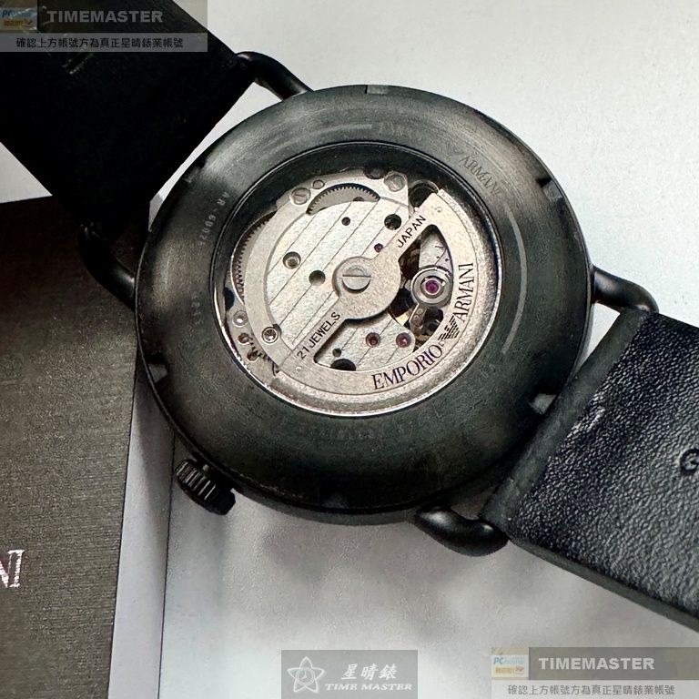 ARMANI:手錶,型號:AR00050,男錶44mm黑錶殼黑色錶面真皮皮革錶帶款-細節圖5