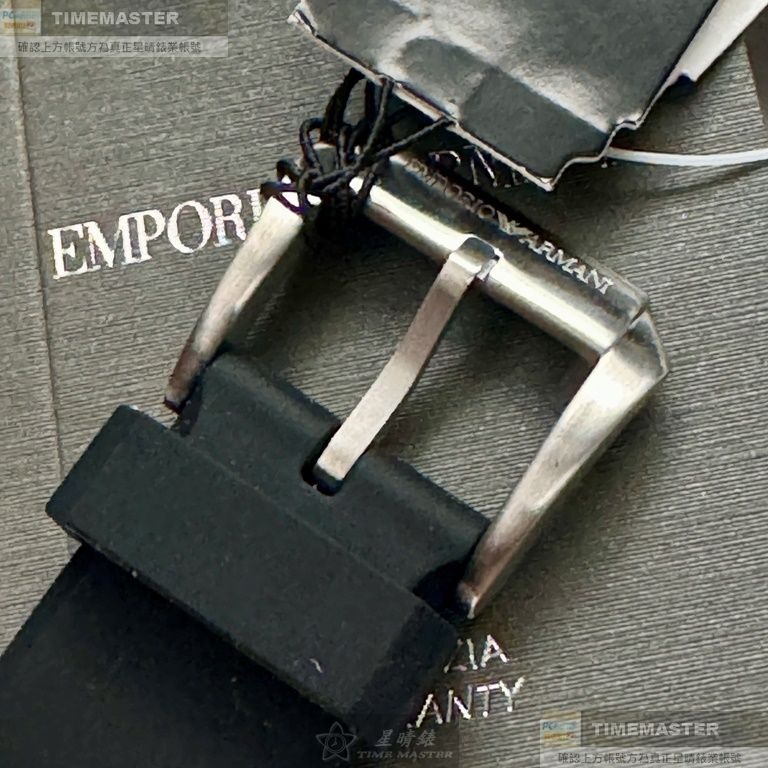 ARMANI:手錶,型號:AR00053,男錶42mm黑金色錶殼機械鏤空錶面矽膠錶帶款-細節圖8