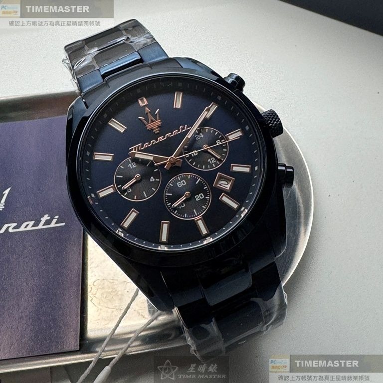 MASERATI:手錶,型號:R8873626003,男錶42mm寶藍錶殼寶藍色錶面精鋼錶帶款-細節圖2