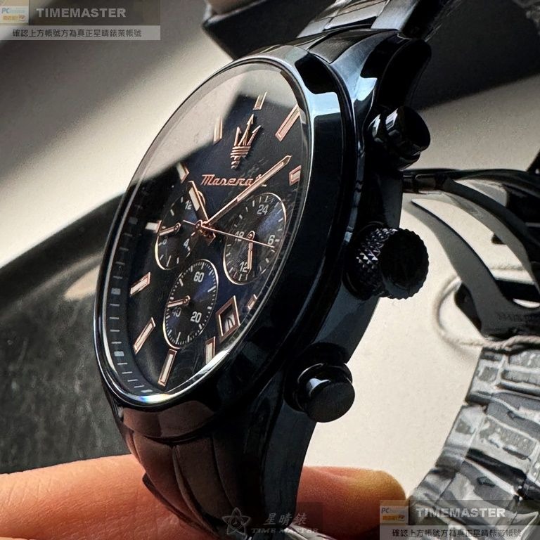 MASERATI:手錶,型號:R8873626003,男錶42mm寶藍錶殼寶藍色錶面精鋼錶帶款-細節圖8